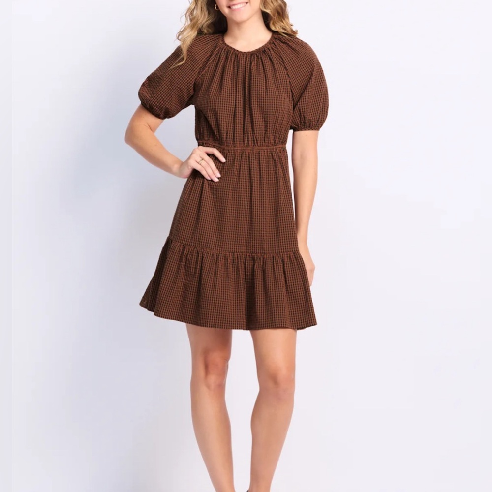 KHLOE DRESS IN RUSSET GINGHAM